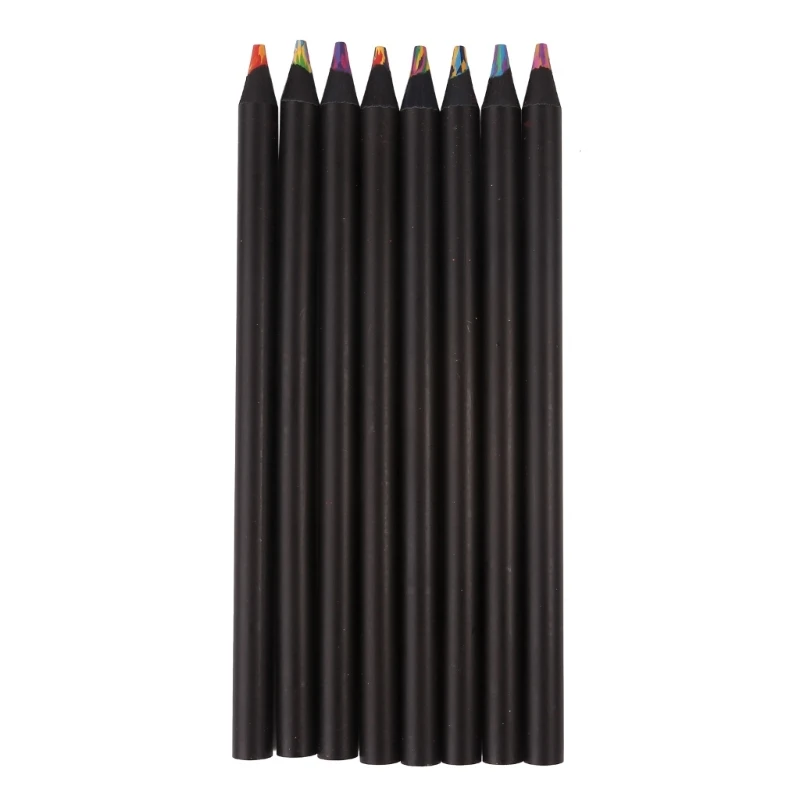

8в1 черные деревянные радужные карандаши, объемные разноцветные карандаши, разные цвета, художественные принадлежности для дома,