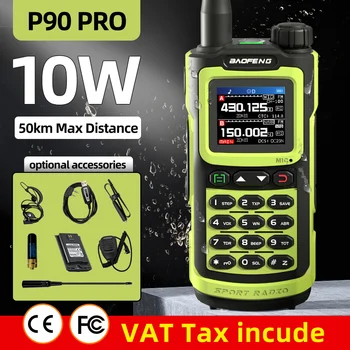 2023 Baofeng P90 Pro Walkie Talkie Long Range Portable 1000 Channel Ham FM Radios UHF VHF USB-C Charge 2-Way Radio Waterproof