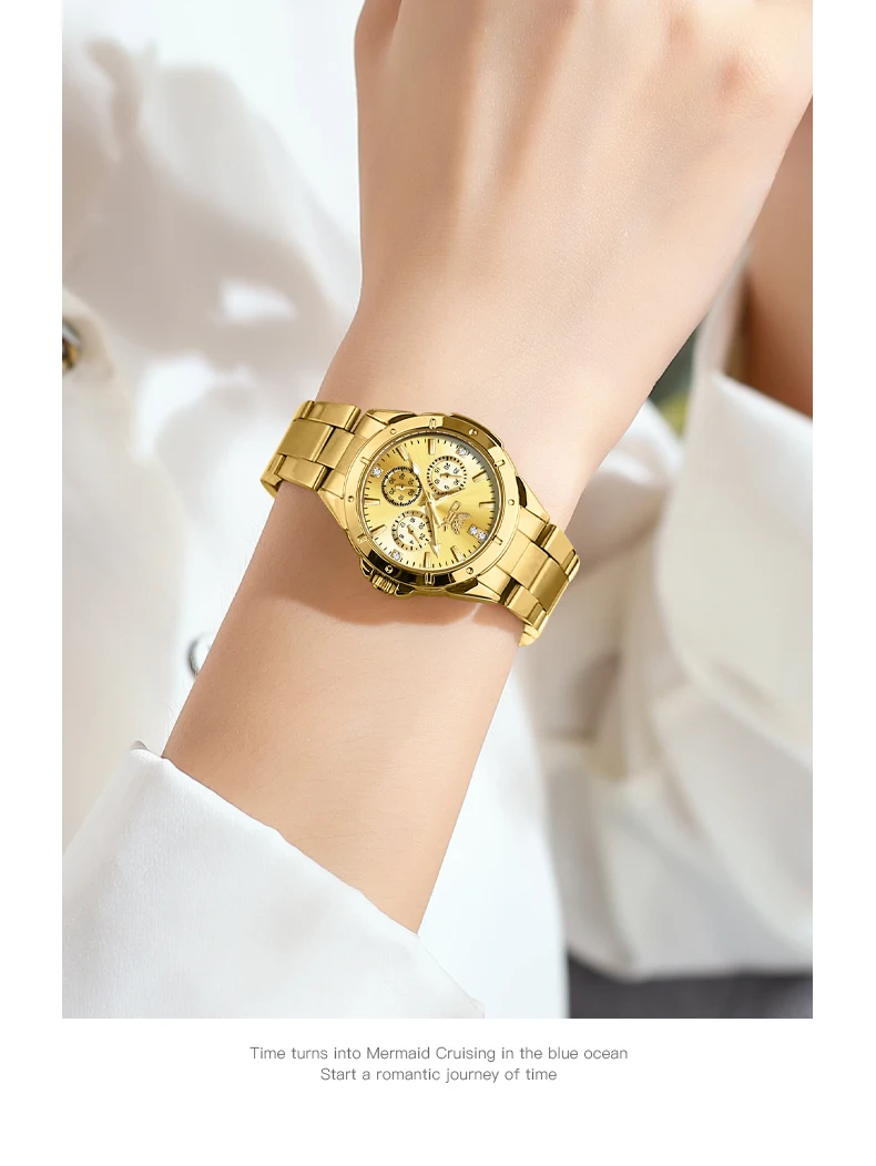 OPK Quartz Watch for Women Multi functional Dial Stainless steel Strap Ladies Hand Clock OPK Quartz Watch for Women Multi functional Dial Stainless steel Strap Ladies Hand Clock