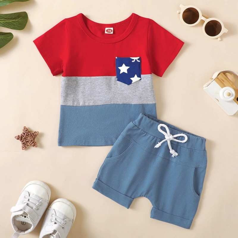 2023-04-10 Lioraitiin 0-3Years Independence Day Baby Boys 2Pcs Outfits Summer Contrast Color Short Sleeve T-shirt Shorts Set
2023-04-10 Lioraitiin 0-3Years Independence Day Baby Boys 2Pcs Outfits Summer Contrast Color Short Sleeve T-shirt Shorts Set