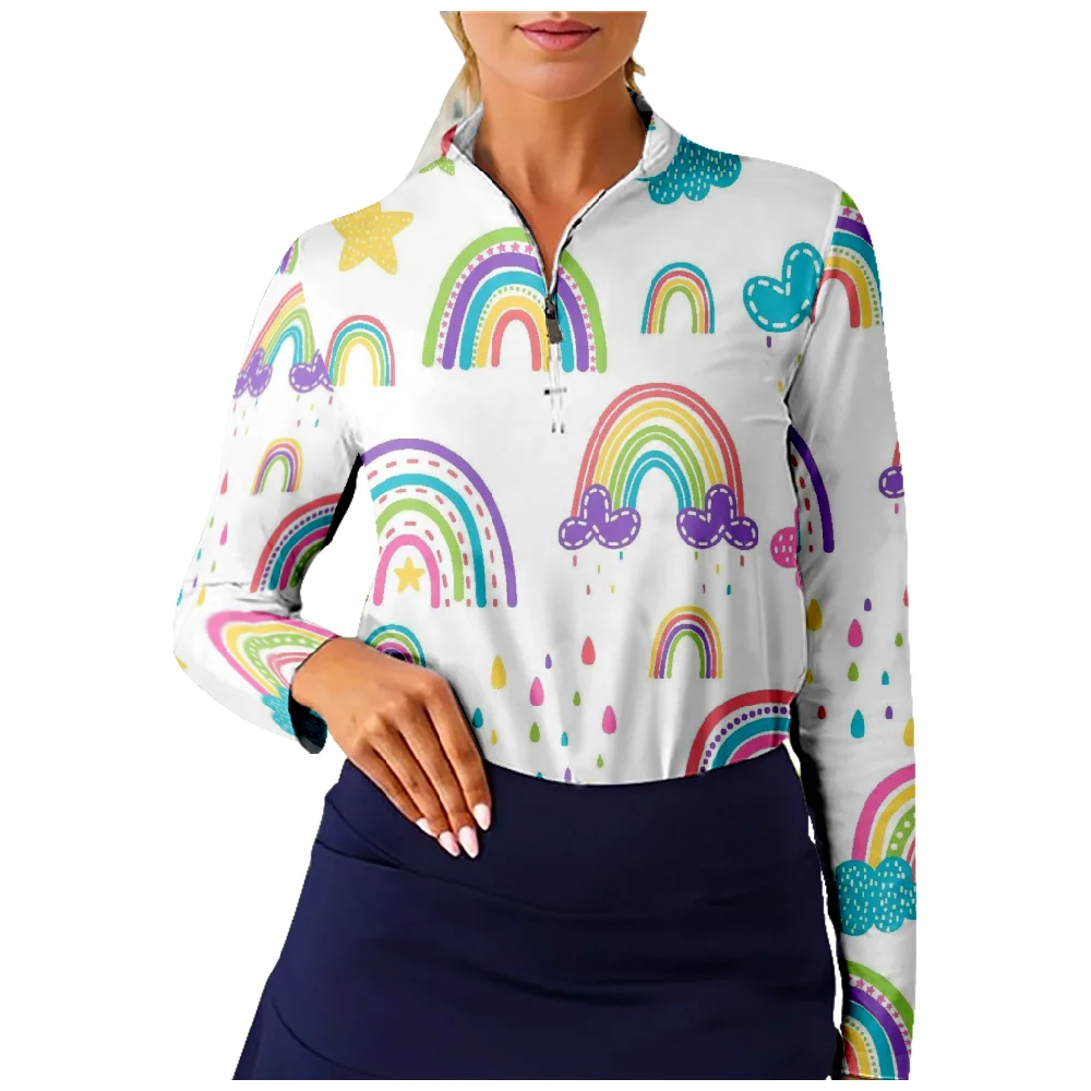 Rainbow Pattern Golf Shirt Women Long Sleeve Half Zip Breathable Quick Dry Tops Casual Sportswear
Rainbow Pattern Golf Shirt Women Long Sleeve Half Zip Breathable Quick Dry Tops Casual Sportswear