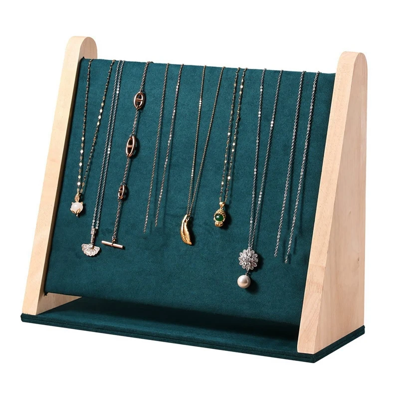 Wooden Necklace Holder Pendant Organizer Jewelry Display For Countertop With Dark Green Velvet
Wooden Necklace Holder Pendant Organizer Jewelry Display For Countertop With Dark Green Velvet