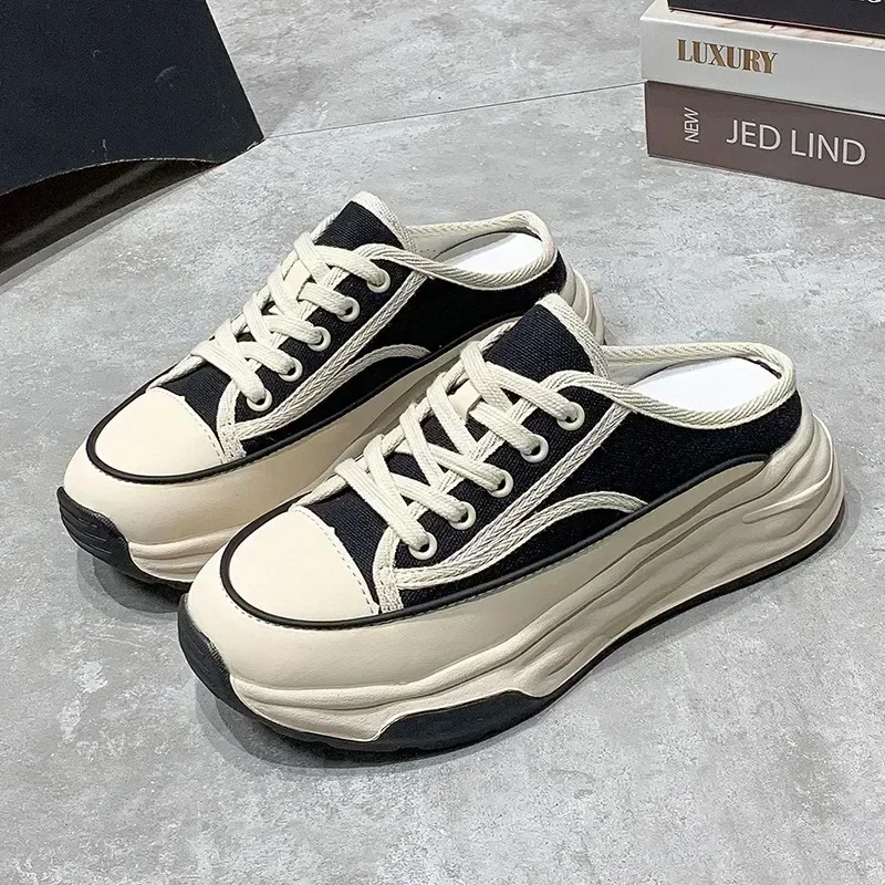 2024 Spring New Women's Slippers Fashion Baotou Half Slippers Wear Lace-Up Casual Canvas Slippers of Women Zapatos De Mujer
2024 Spring New Women's Slippers Fashion Baotou Half Slippers Wear Lace-Up Casual Canvas Slippers of Women Zapatos De Mujer