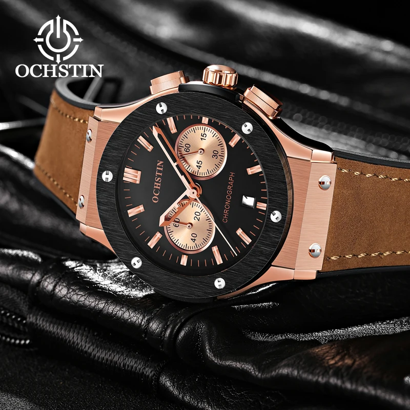 

OCHSTIN Hot Model 2024 Sport Comfort Pilot Series Waterproof Wristwatch Multifunction Quartz Movement Men's Quartz Watch