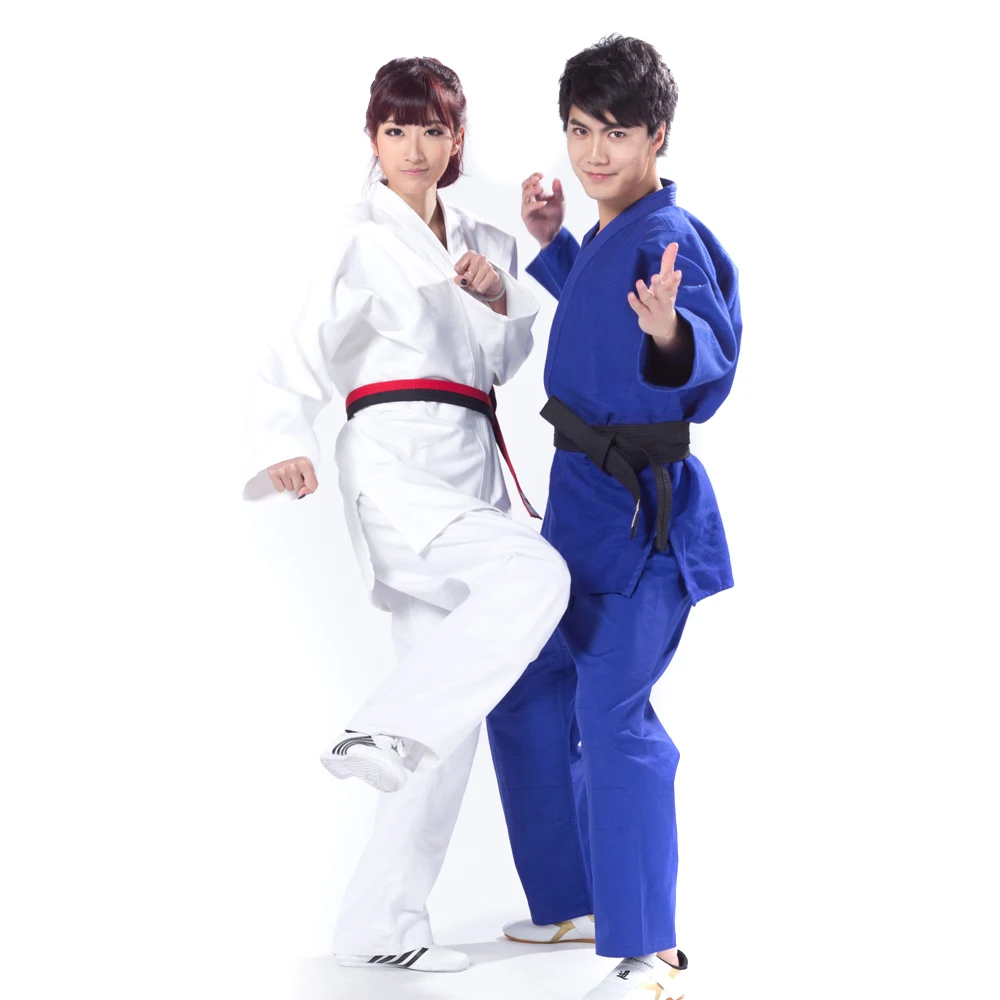 

100% Cotton Jiujitsu Uniform White Blue Double Weave BJJ Judo GI Kimono Cotton Judo Suit Judo Uniform