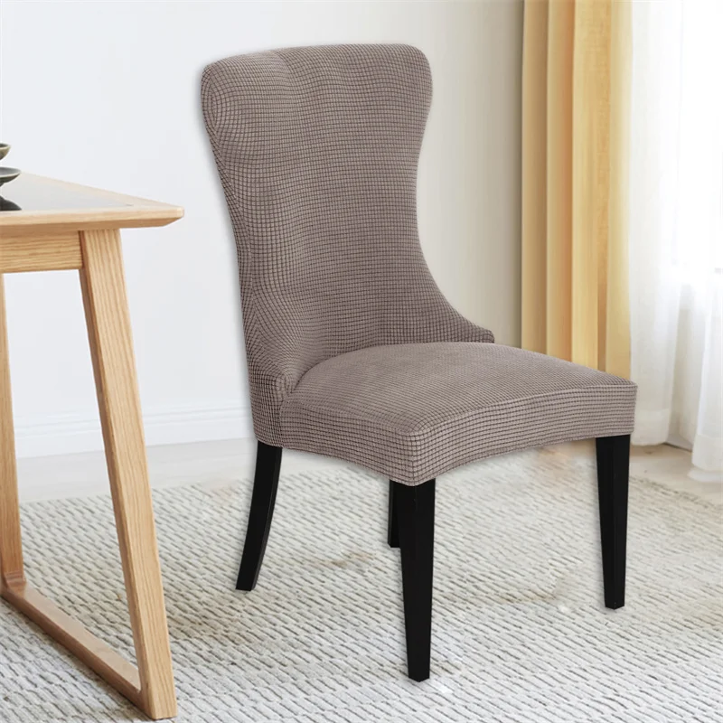 Housses de chaise incurvée en polaire de Style nordique, couvre-siège, extensible, amovible, lavable, pour salle à manger, pour salon Housses de chaise incurvée en polaire de Style nordique, couvre-siège, extensible, amovible, lavable, pour salle à manger, pour salon