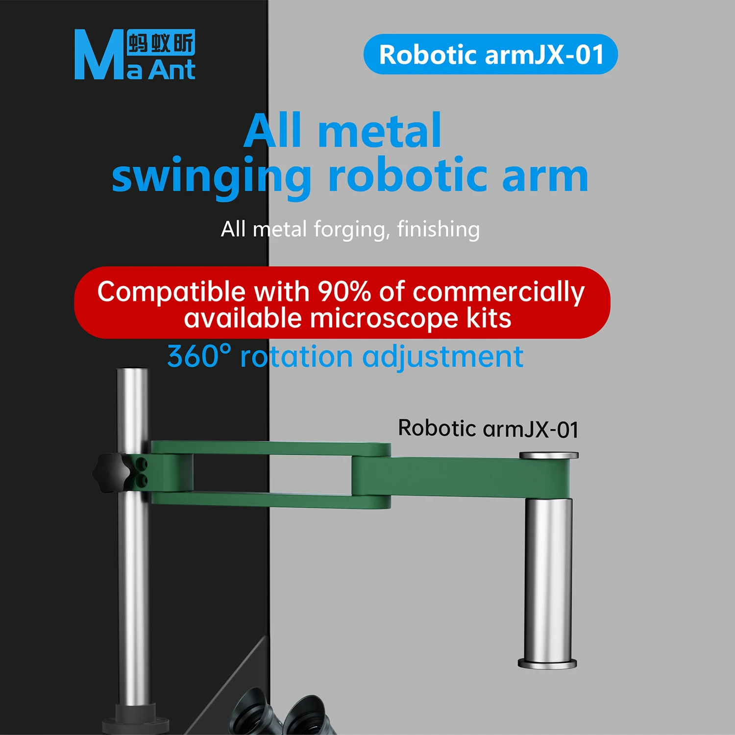 

MaAnt JX-01 Microscope Metal Swinging Robot Arm 360 ° Rotation Adjustment Base Moving Bracket Microscope Precision Rack