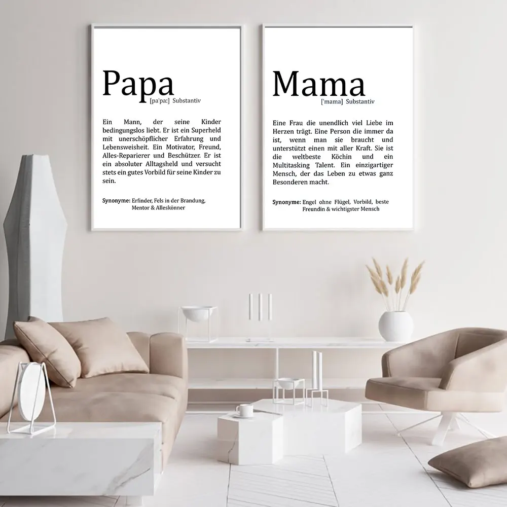 

Nordic Mom Papa Grandpa Grandma Definition Text Art Posters and Prints Letters Canvas Painting Wall Art for Home Room Wall Decor