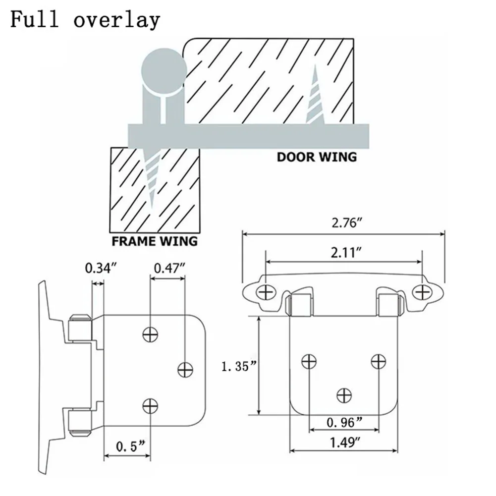 

Kitchen Door Hinges 10pcs Cabinet Drawer Hardware Heavy Duty Overlay Reused Self-Closing W/ Screws Cold-rolled Steel