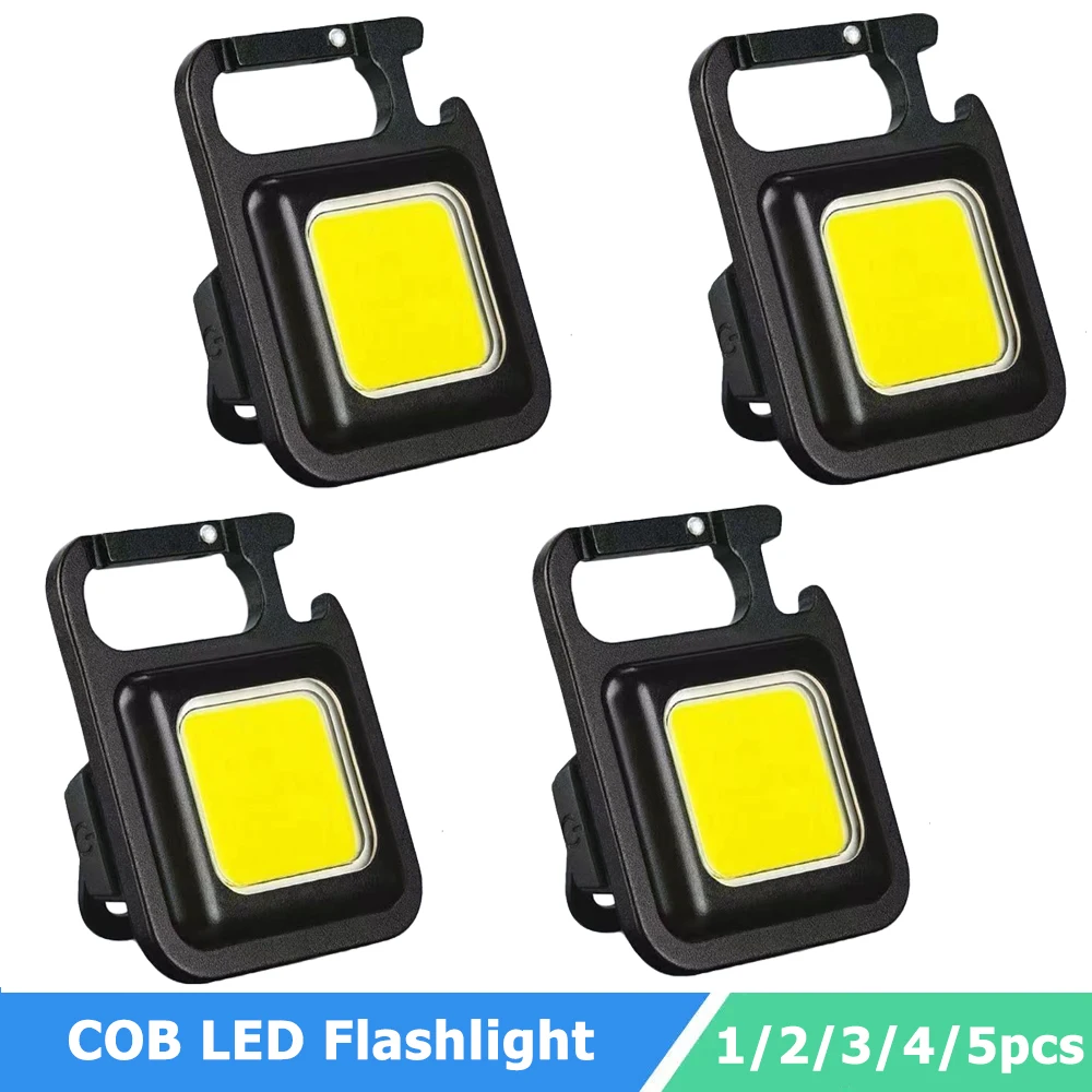 

Portable COB LED Light Waterproof Keychain Flashlight USB Rechargeable Outdoor Emergency Light 4 Lighting Modes Camping Lantern