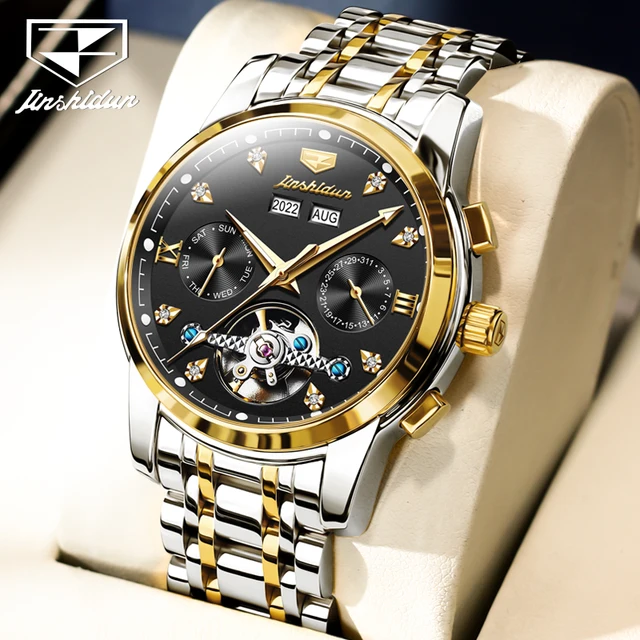 JSDUN-Montre Mécanique existent à Volant d'Inertie pour Homme, Originale, Étanche, en Acier Inoxydable, Shoous, Date d'Année, Nouvelle Collection 2023 2