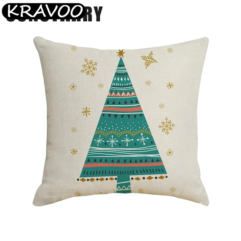 

Christmas Decoration Cushion Cover 45x45cm Snowflake Christmas Tree Sofa Bed Home Linen Pillow Case Gift Funda Cojin Cojines