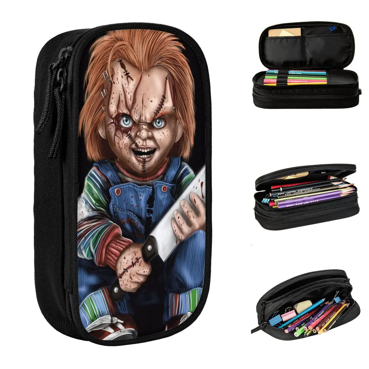 Chucky Horror Movie Pencil Case Halloween Scary Pencilcases Pen Box Kids Big Capacity Bags Students School Gifts Accessories
Chucky Horror Movie Pencil Case Halloween Scary Pencilcases Pen Box Kids Big Capacity Bags Students School Gifts Accessories
