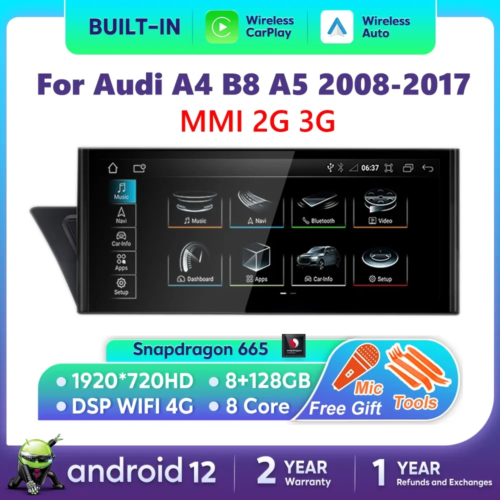 Android 13 Car Multimedia Player For Audi A4 B8 A5 2008-2017 Auto Radio Wireless Carplay Screen Stereo Receiver DSP WiFi Navi
Android 13 Car Multimedia Player For Audi A4 B8 A5 2008-2017 Auto Radio Wireless Carplay Screen Stereo Receiver DSP WiFi Navi