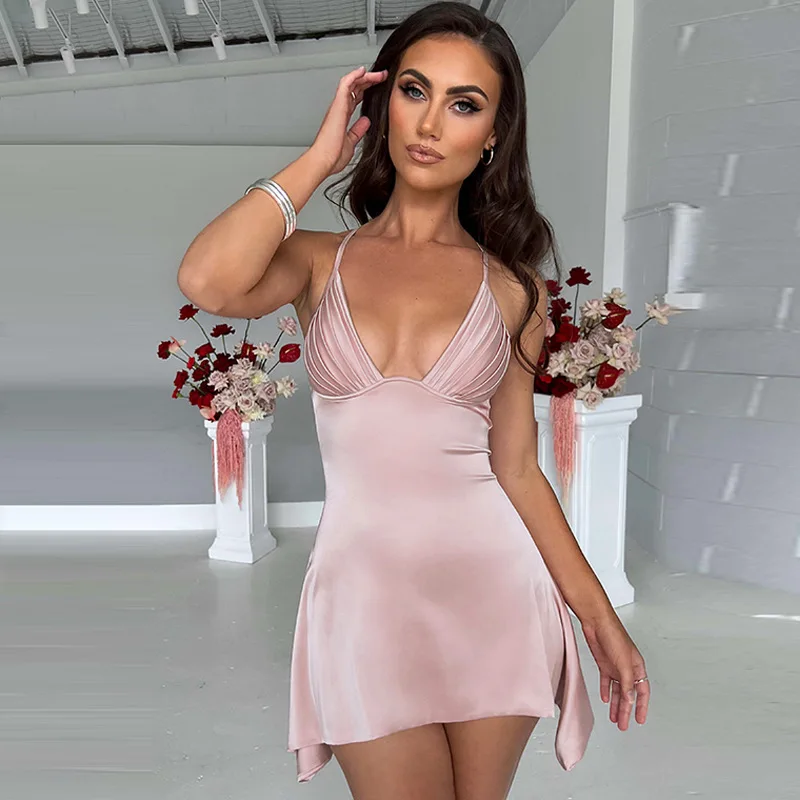 Fashion Satin Sexy Sleeveless 2023 Summer Mini Dress for Women Backless Draped Slip Dresses Party Club Vestido Clothes
Fashion Satin Sexy Sleeveless 2023 Summer Mini Dress for Women Backless Draped Slip Dresses Party Club Vestido Clothes