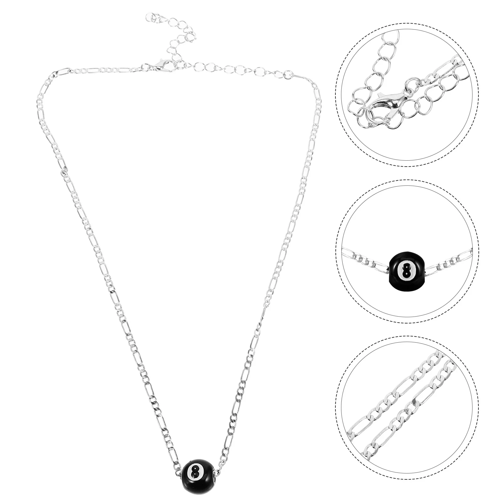 

Snooker Necklace Billiard Ball Dainty Chain Women Fashion Delicate Billiards Pendant Zinc Alloy Miss for Prom