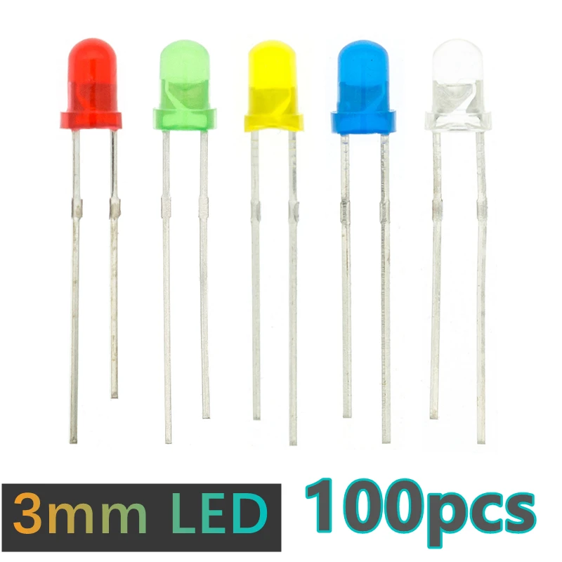 100 шт., светодиодные лампы 3 мм 
100 шт., светодиодные лампы 3 мм