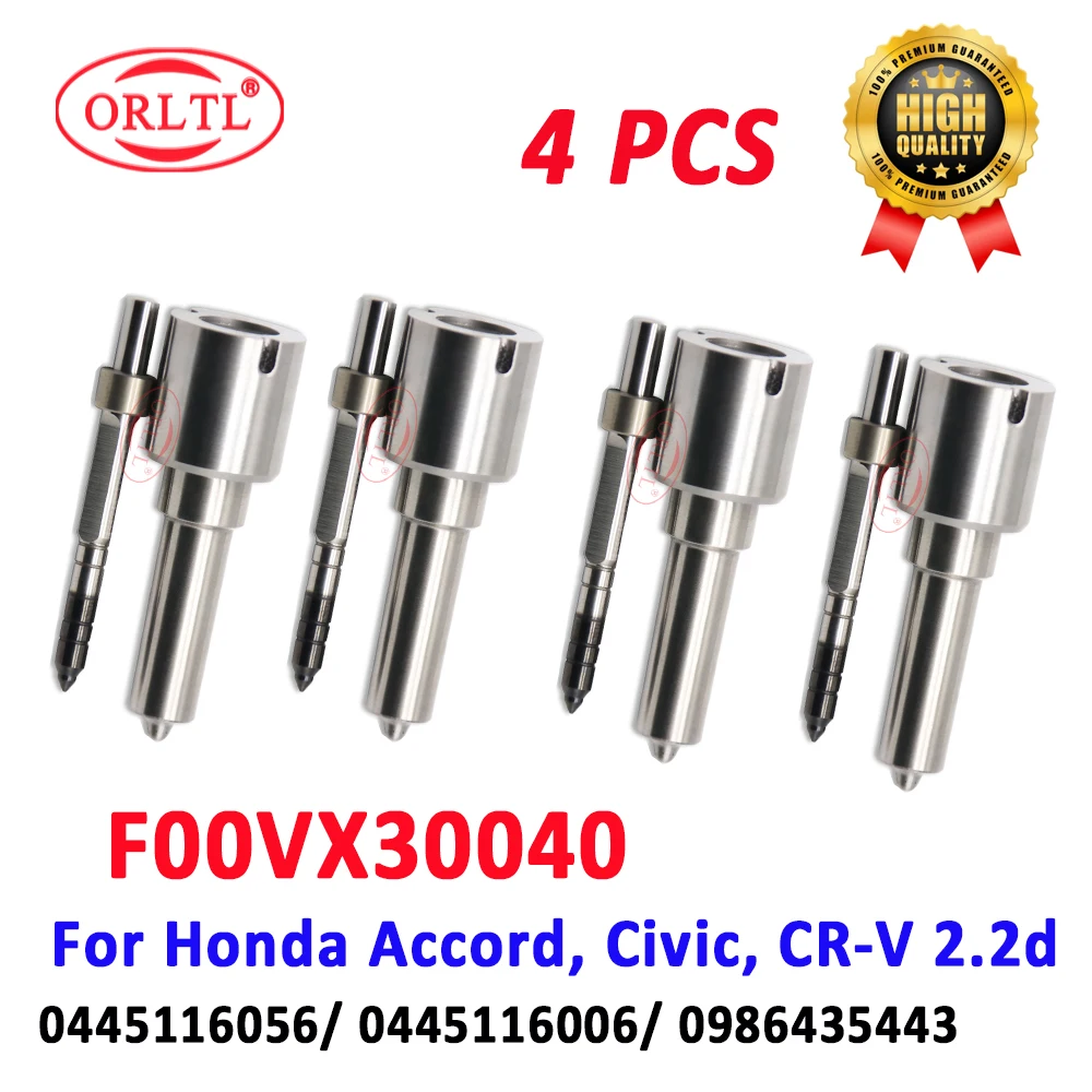 

4 PCS ORLTL F00VX30040 Fuel Injector Nozzle 0445116056 0445116006 Diesel F00V X30 040 for BOSCH Honda Accord, Civic, CR-V 2.2d