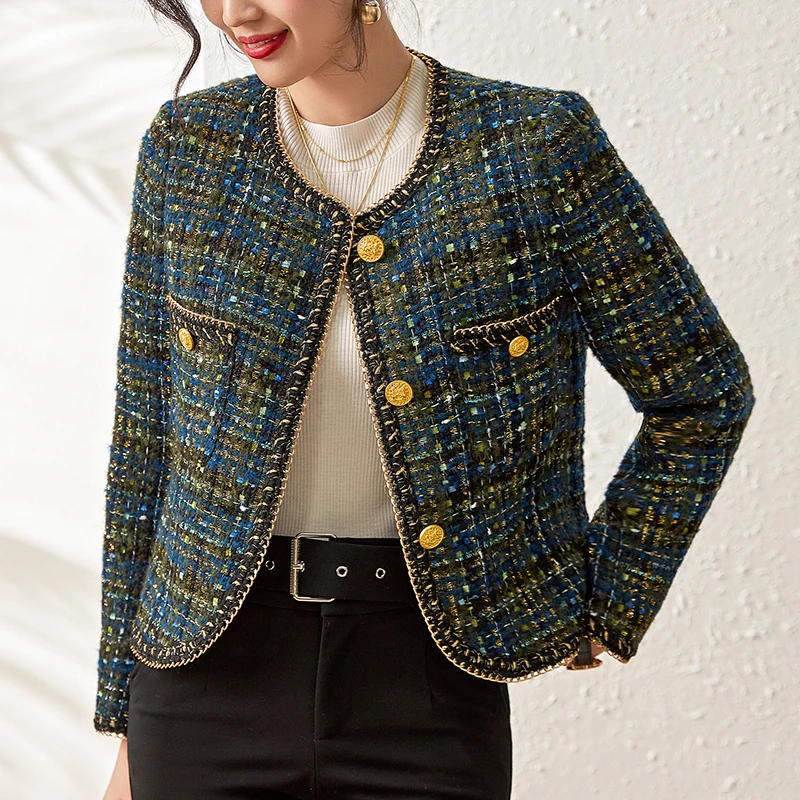 Женское твидовое пальто с круглым вырезом, длинным рукавом, из 30% шерсти
Женское твидовое пальто с круглым вырезом, длинным рукавом, из 30% шерсти