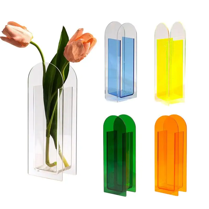 

1pc Acrylic Vases Geometric Shape Flower Container Creative Floral Vase Modern Rectangle Flower Bottle Vase Flower Arrangements