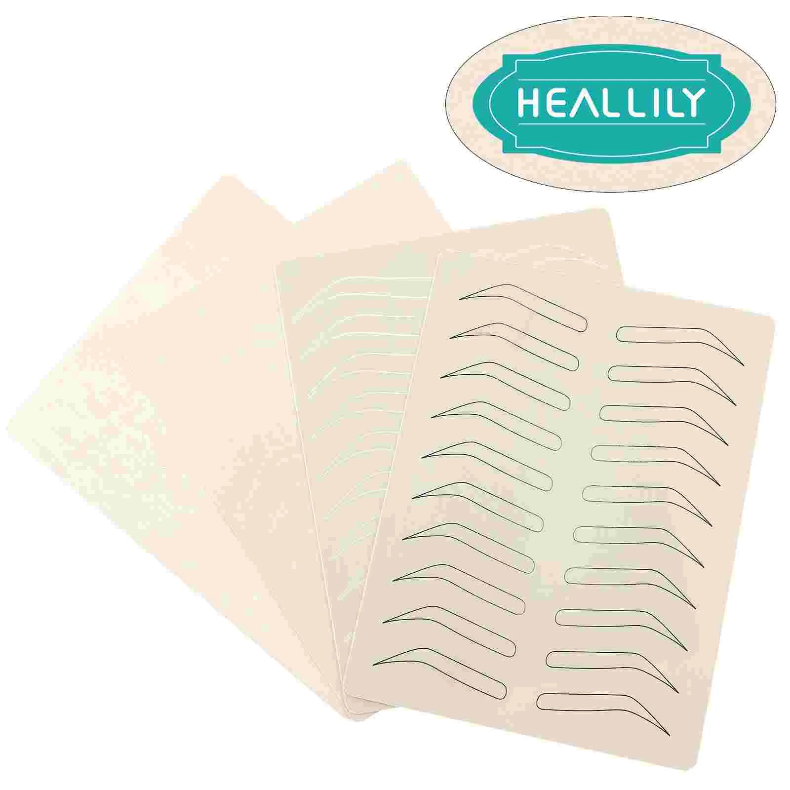 

HEALLILY 4pcs Double Sided Tattoos Skin Inkless Eyebrow Practice Skin Microblading Supplies Fake Skin Sheets