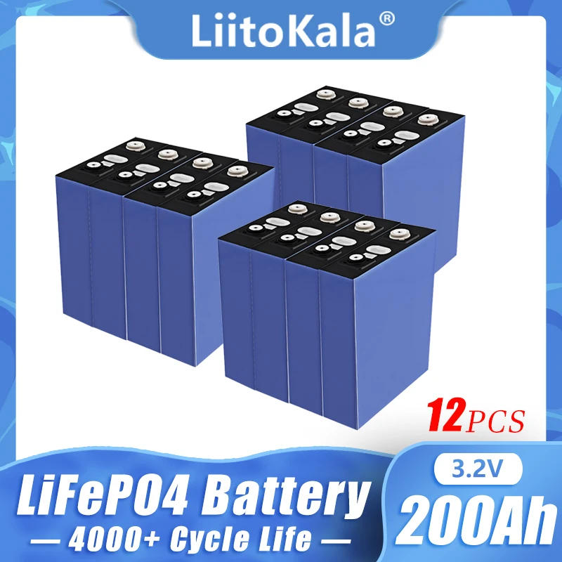 12pcs LiitoKala 3.2V 200AH Lifepo4 Rechargeable Battery Solar Cell Pack 12V 24V 36V 48V For Boat Golf Cart EV RV Forklift
12pcs LiitoKala 3.2V 200AH Lifepo4 Rechargeable Battery Solar Cell Pack 12V 24V 36V 48V For Boat Golf Cart EV RV Forklift
