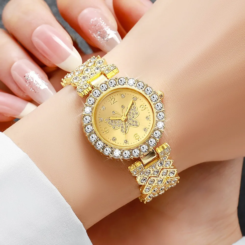 5PCS Luxury Rhinestone Butterfly Dial Women's Quartz Watch Elegant Ladies Bracelet Wristwatch Jewelry Set(Without Box) 5PCS Luxury Rhinestone Butterfly Dial Women's Quartz Watch Elegant Ladies Bracelet Wristwatch Jewelry Set(Without Box)
