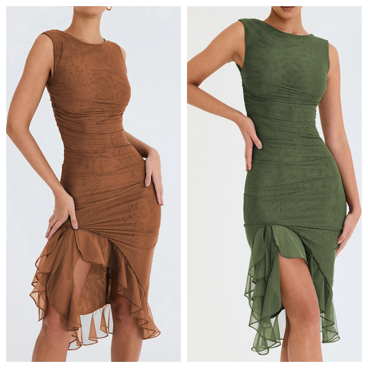 Elegant Ruffle Ruched Midi Dress For Women Robe Summer New Backless Sleeveless Irregular Club Party Sexy Dress Vestidoes
Elegant Ruffle Ruched Midi Dress For Women Robe Summer New Backless Sleeveless Irregular Club Party Sexy Dress Vestidoes