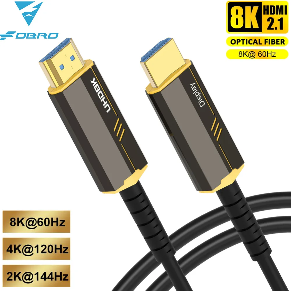 

HDMI 2.1 Cable Fiber Optic Hdmi Cable 8K@60Hz 4K@120Hz 48Gbps HDR HDCP for HD TV Box Projector Ps3/4 Ultra High Speed Computer