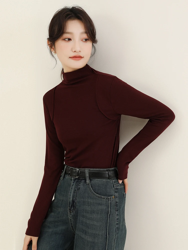 HCXR Women T-shirts 2023 Winter French Chic Slim-fitting Bottoming Shirt Half Turtleneck Basic All-match Stretch Pullover Tops
HCXR Women T-shirts 2023 Winter French Chic Slim-fitting Bottoming Shirt Half Turtleneck Basic All-match Stretch Pullover Tops