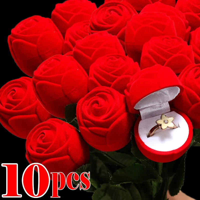 New Red Velvet Rose Flower Jewelry Box for Rings Earrings Display Holder Storage Boxes Bridal Wedding Valentine's Day Gift Case
New Red Velvet Rose Flower Jewelry Box for Rings Earrings Display Holder Storage Boxes Bridal Wedding Valentine's Day Gift Case