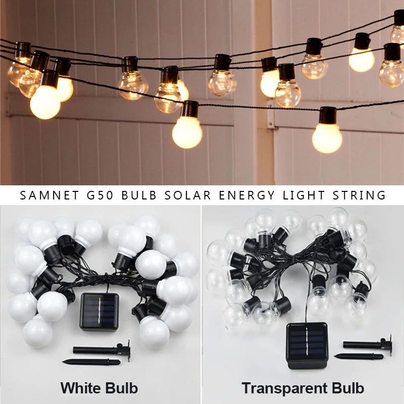 LED Solar Lights Street Garland G50 Bulb String Light Christmas Decoration Waterproof Solar Lamp for Garden Outdoor Lighting
LED Solar Lights Street Garland G50 Bulb String Light Christmas Decoration Waterproof Solar Lamp for Garden Outdoor Lighting