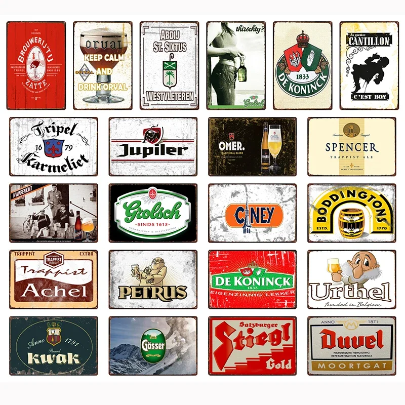 

Belgium Beer Tin Plaque Vintage Man Cave Metal Signs Beer Tin Sign For Bar Pub Kitchen Drink Poster Plates Gift 20x30cm A-241