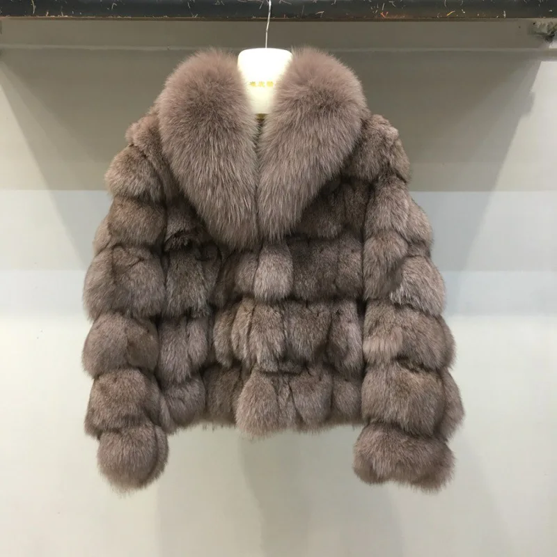 

Haining Fur Winter Fox Fur Collar Short Fox Head Fur Coat Women's Wear True Fox Fur Grass 2024