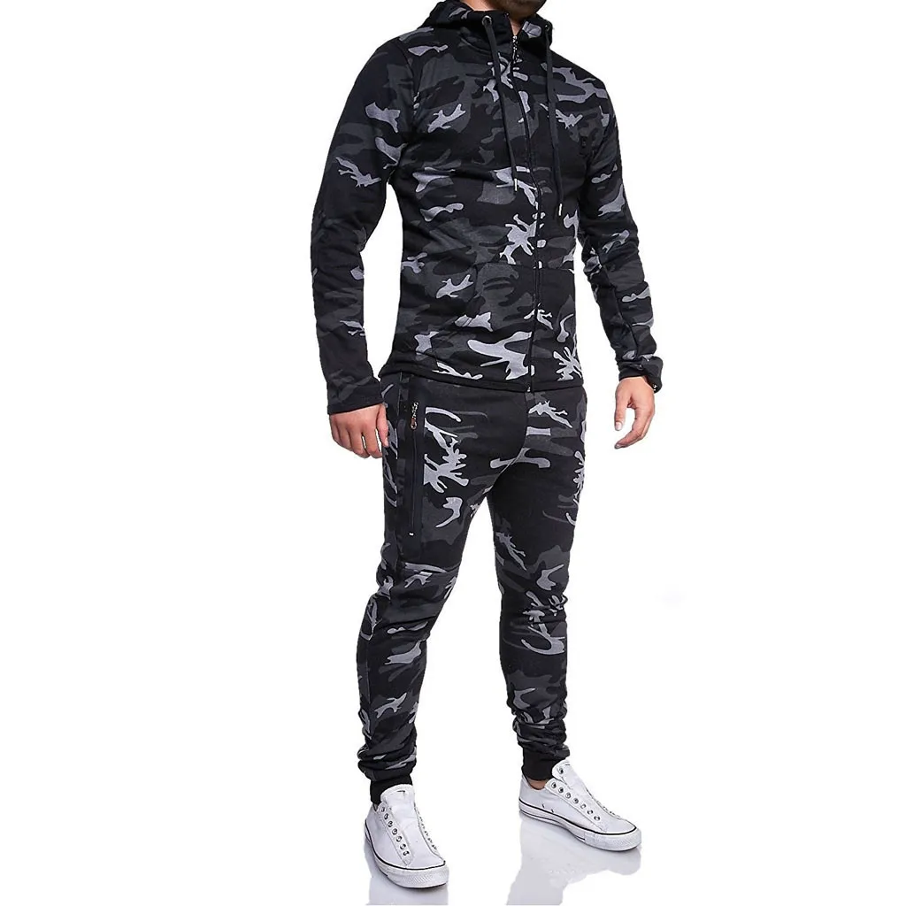 Мужская мода Осень Зима Повседневная камуфляжная Толстовка брюки спортивный костюм 
Мужская мода Осень Зима Повседневная камуфляжная Толстовка брюки спортивный костюм