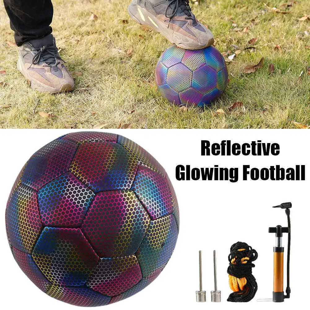 

Holographic Luminous Soccer Ball Footballs Holographics Glowing Soccer Ball Outdoor Toys Camera Flash Reflective Croma Ball
