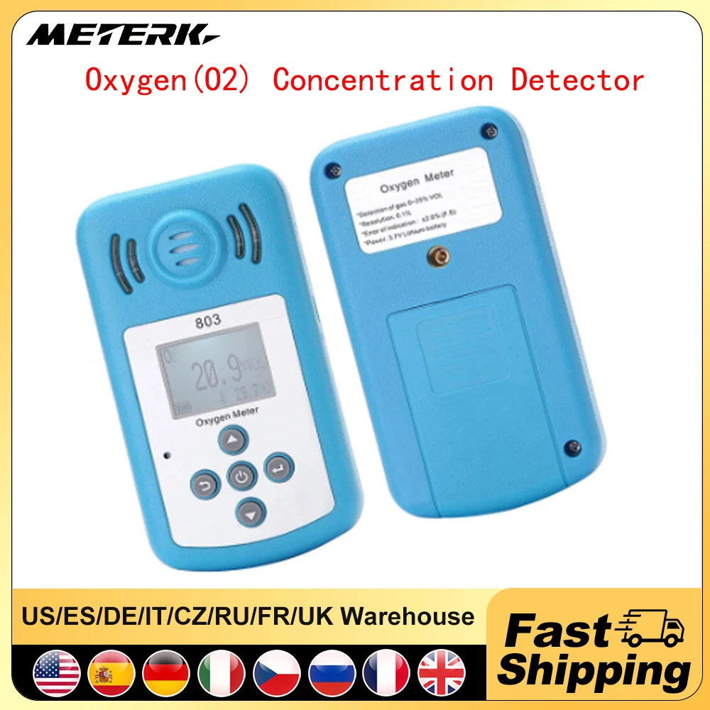 

Oxygen Meter Portable Oxygen(O2) Concentration Detector O2 Concentration Tester with LCD Display Sound-light Vibration Alarm