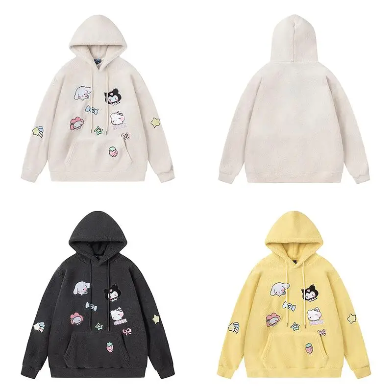 Толстовка с капюшоном Sanrios, милая Толстовка Hello Kittys Kuromi Cinnamoroll, Зимняя Толстая модная женская Кофта свободного кроя с изображением сердечек для девочек
Толстовка с капюшоном Sanrios, милая Толстовка Hello Kittys Kuromi Cinnamoroll, Зимняя Толстая модная женская Кофта свободного кроя с изображением сердечек для девочек