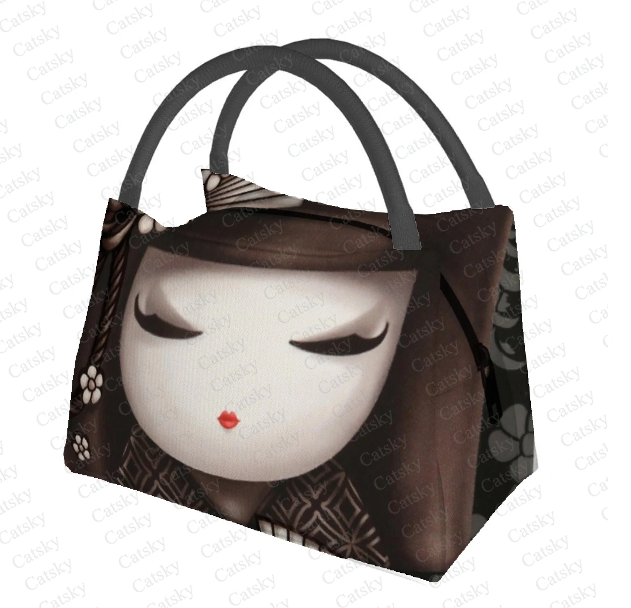 

Japanese Red Sakura Kokeshi Doll Portable Aluminum Film Thermal Insulation Refrigerated Travel Thermal Portable Lunch Bag