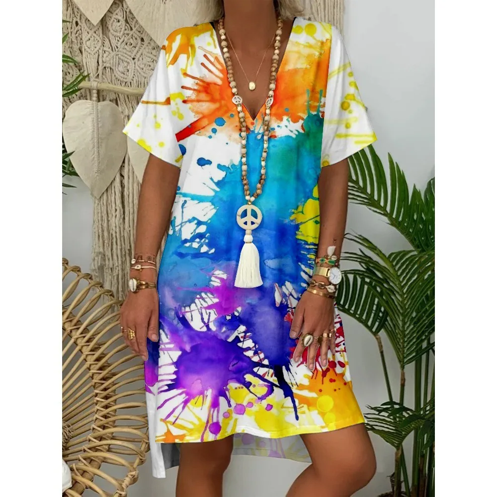 Dresses for Women 2024 Summer Tie-dye Print Dresses Fashion Y2K Party Dress Women V Neck Harajuku Dress Oversize Vestido Elegant
Dresses for Women 2024 Summer Tie-dye Print Dresses Fashion Y2K Party Dress Women V Neck Harajuku Dress Oversize Vestido Elegant