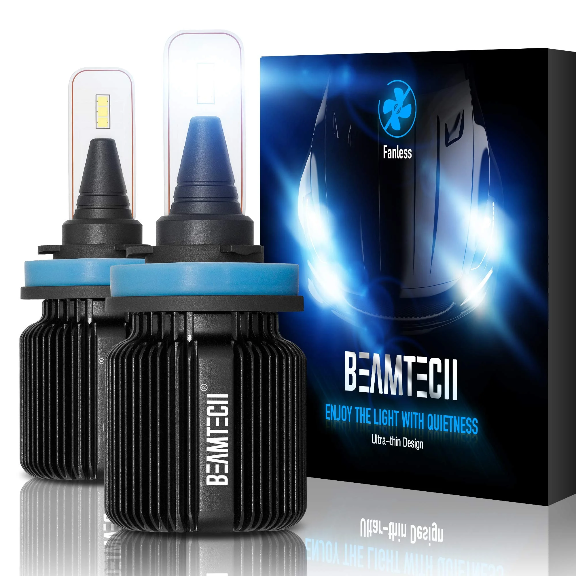 

BEAMTECH H11 LED Bulb, 8000LM 40W Fanless CSP Y19 Chips 6500K Xenon White Extremely Bright Conversion Kit