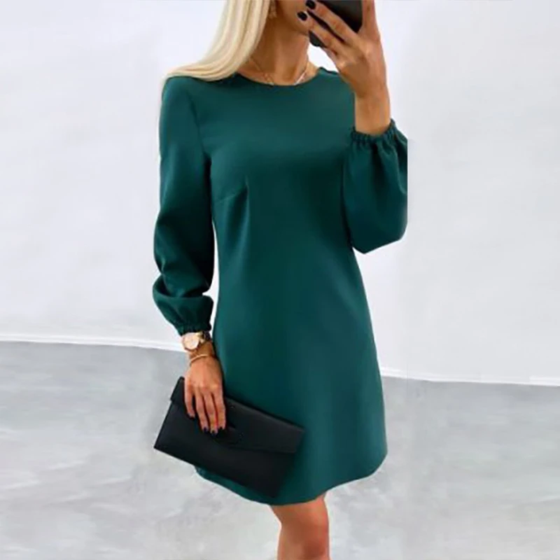 Spring Elegant O-neck Solid Office Dress Women Fashion Back Buttoned Slim Straight Dress Autumn Long Sleeve Simple A-Line Dress
Spring Elegant O-neck Solid Office Dress Women Fashion Back Buttoned Slim Straight Dress Autumn Long Sleeve Simple A-Line Dress