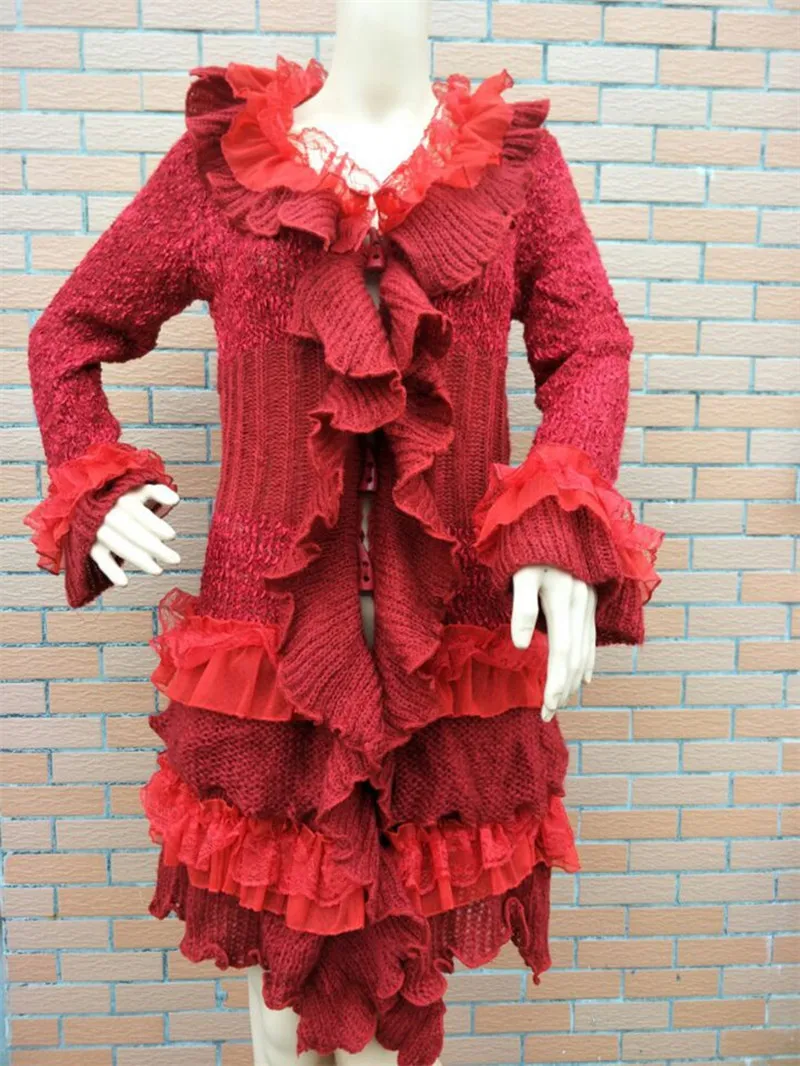Autumn Winter Lace Ruffle Knitted Sweaters Loose Womens Wool Cardigan Sweaters Solid
Autumn Winter Lace Ruffle Knitted Sweaters Loose Womens Wool Cardigan Sweaters Solid