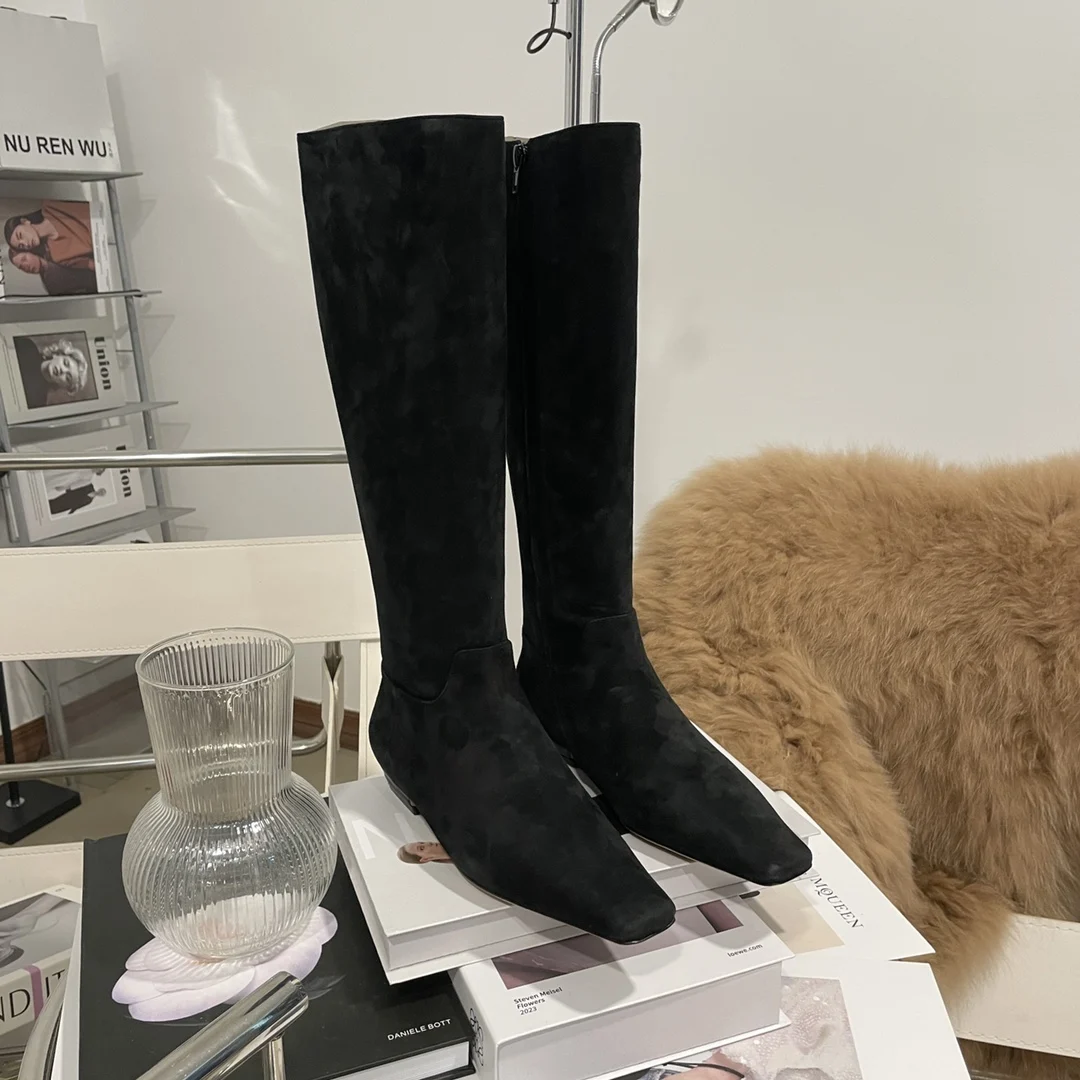 

Hand-made Luxury Brand Women's Boots,Customized,Khaite,Knee-High Boots,1:1 Reproduction,Calfskin,Stretch,Kitten Heel,Flat,Chelse