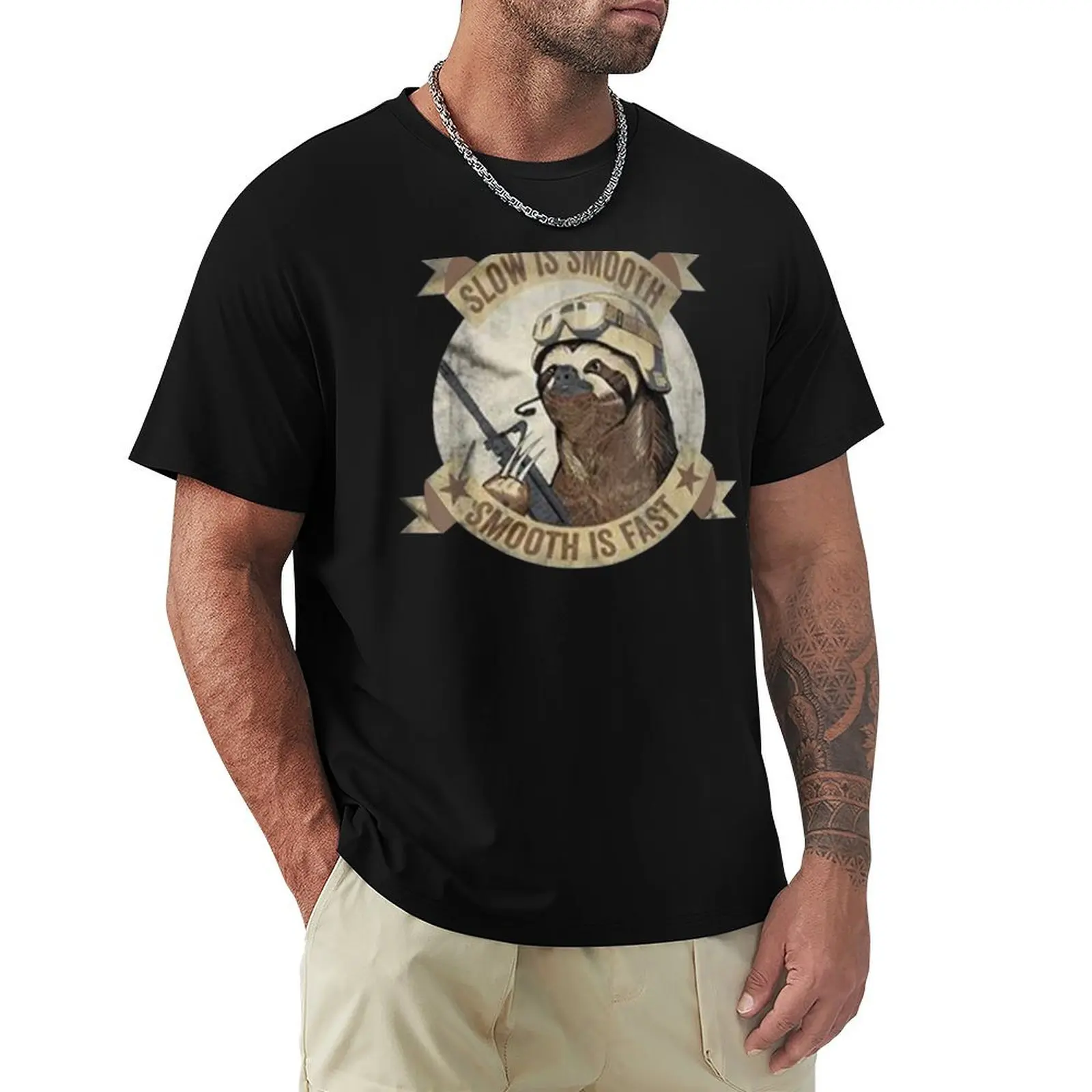Slow Is Smooth Smooth Is Fast Sloth Guns Sticker T-Shirt Aesthetic clothing hippie clothes plain t shirts men
Slow Is Smooth Smooth Is Fast Sloth Guns Sticker T-Shirt Aesthetic clothing hippie clothes plain t shirts men
