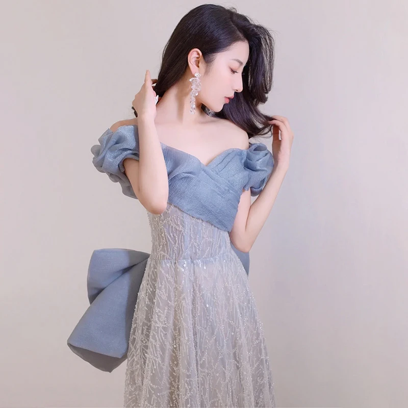 Fashion Evening Dresses 2024 Boat Neck Design Bling Women Gown with Big Bow Back Prom Party Dress Vestidos
Fashion Evening Dresses 2024 Boat Neck Design Bling Women Gown with Big Bow Back Prom Party Dress Vestidos