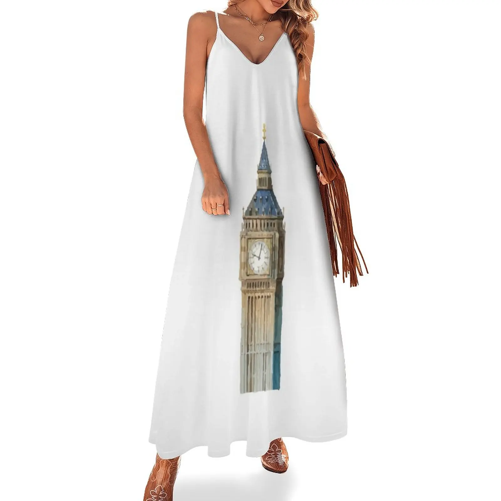 

Женское платье без рукавов Big Ben Tower-London, элегантное платье с длинным рукавом