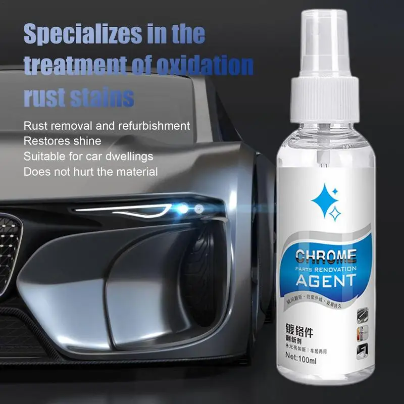 Chrome Cleaner Spray 100ml Water-Resistant Oxidation Rust Stains Rust Removal & Refurbishment Shine For Car Exterior Care
Chrome Cleaner Spray 100ml Water-Resistant Oxidation Rust Stains Rust Removal & Refurbishment Shine For Car Exterior Care