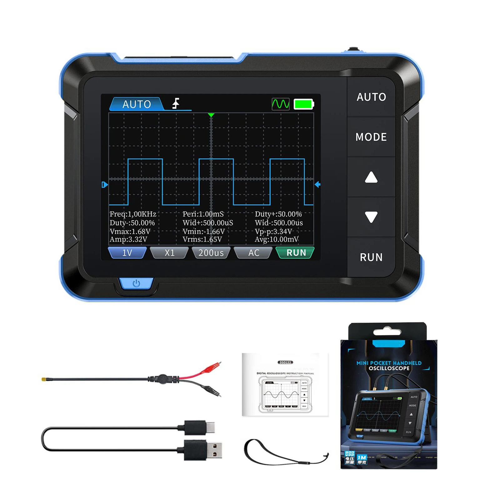 Durable New Practical Oscilloscope FNIRSI DSO153 Digital Signal Generator 1MHz Bandwidth 2in1 5MSa/S Real-Time
Durable New Practical Oscilloscope FNIRSI DSO153 Digital Signal Generator 1MHz Bandwidth 2in1 5MSa/S Real-Time
