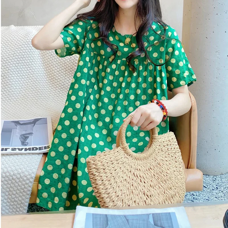 Korean Style Short Sleeve O-Neck Maternity Shirts Fashion Printing Pregnant Woman A-Line Blouses Polka Dot Pregnancy Clothes
Korean Style Short Sleeve O-Neck Maternity Shirts Fashion Printing Pregnant Woman A-Line Blouses Polka Dot Pregnancy Clothes